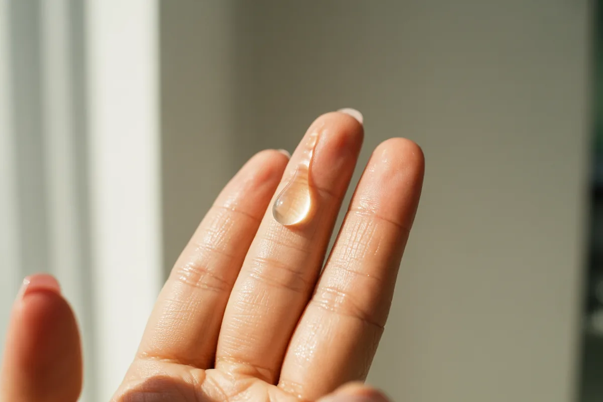 Serum drops placed across the face in five points before being pressed outward