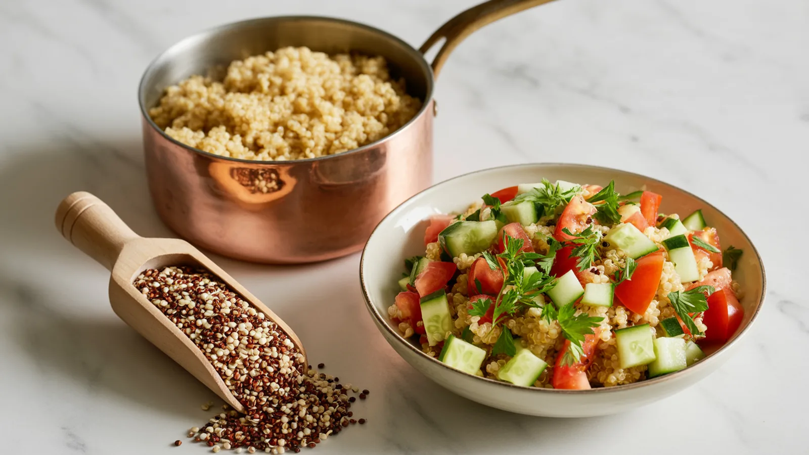 Quinoa Protein: How Much Per Cup Cooked photographed in warm natural light
