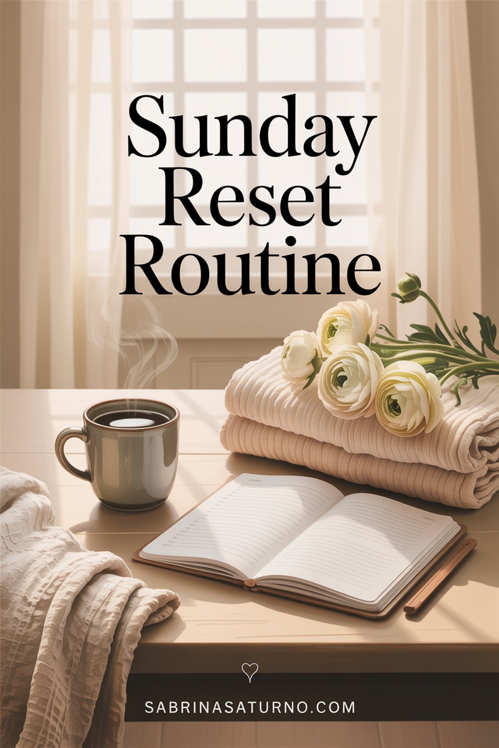 Pinterest pin for Sunday Reset Routine: Hour by Hour