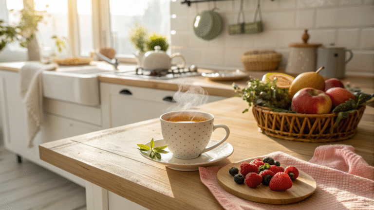 Peaceful morning kitchen for 10-day detox start