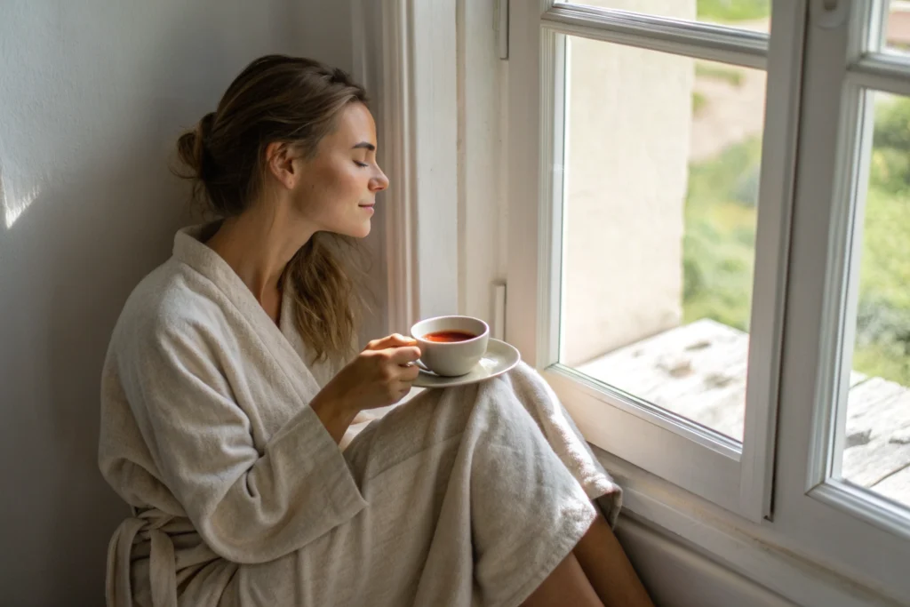 Sabrina enjoying her morning ritual with Wellness Nest Shilajit