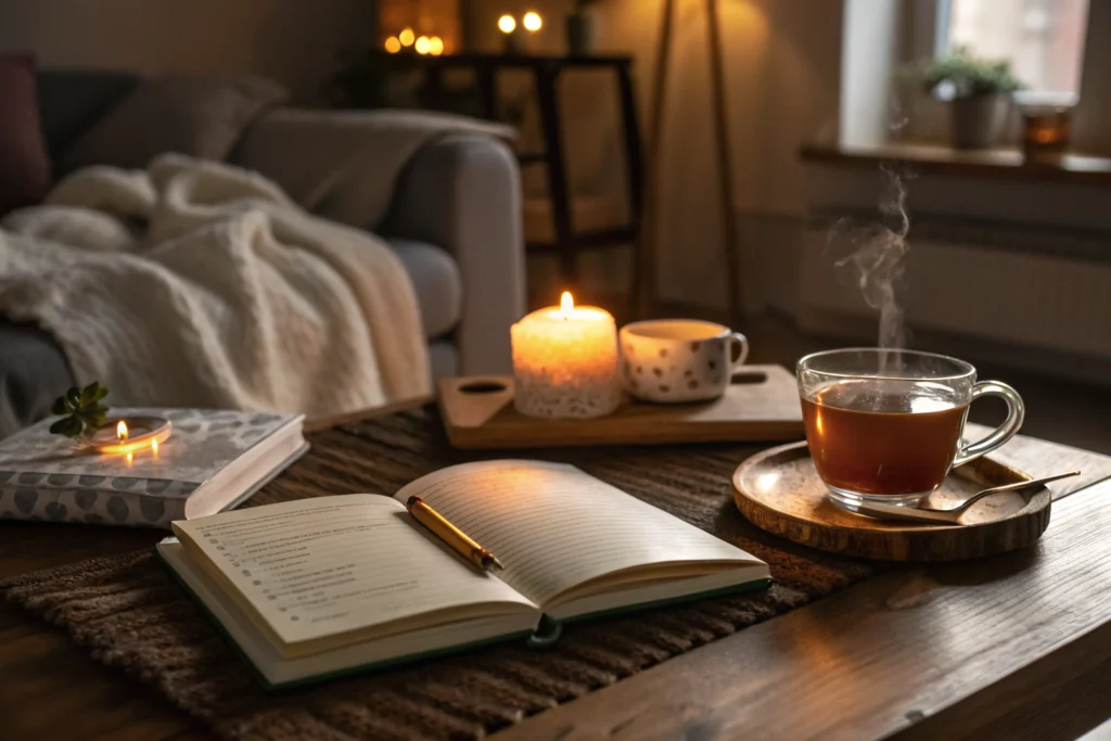 Evening journal and tea during 10-day detox diet food list